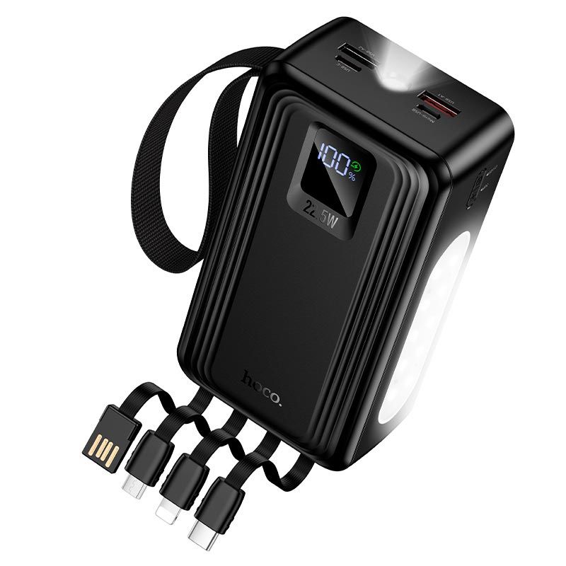 УМБ HOCO Jingyao power bank dual lighting four cables J173A 30000mAh |1C/2A, 22.5W/3A, PD/QC| 30000m black УМБ HOCO Jingyao power bank dual lighting four cables J173A 30000mAh |1C/2A, 22.5W/3A, PD/QC| 30000m black