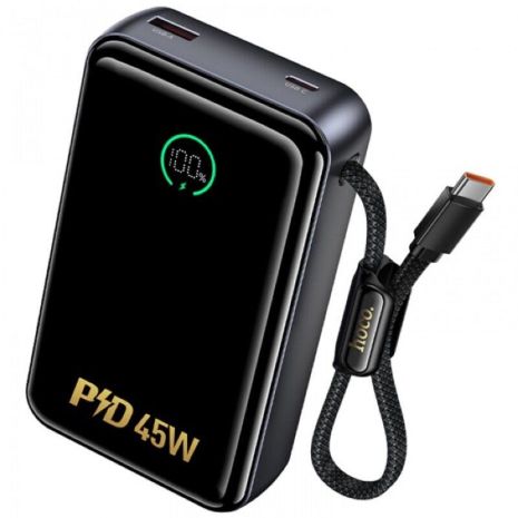 УМБ HOCO Shine Power Bank with cable Q54 20000mAh | 1C/1A, 45W/3A, PD/QC| grey