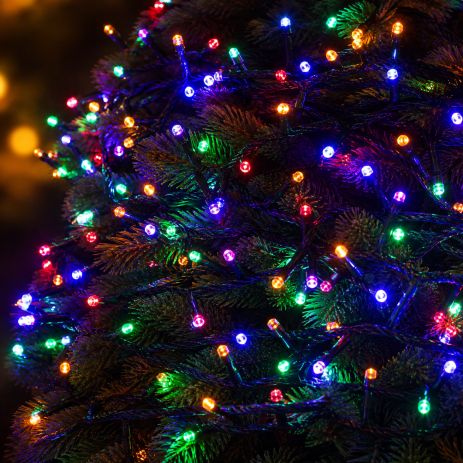 Новогодняя гирлянда VALESO с LED-лампами 100 шт RGB 8 режимов - Зеленый провод LKS5020