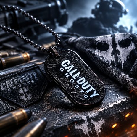 Кулон Call of Duty Ghosts подвеска черный жетон двухсторонний