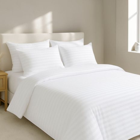 Комплект постільної білизни IDEIA Premium Satin євро 200×220 см, страйп білий (8-36083*005)