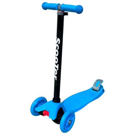 Самокат трехколесный Scooter Maxi с ножным тормозом и сдвоенными колесами с подсветкой (синий)