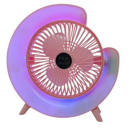 Портативний вентилятор з RGB підсвічуванням і акумулятором - настільний USB міні-вентилятор Fan Dazzle, Рожевий Портативний вентилятор з RGB підсвічуванням і акумулятором - настільний USB міні-вентилятор Fan Dazzle, Рожевий