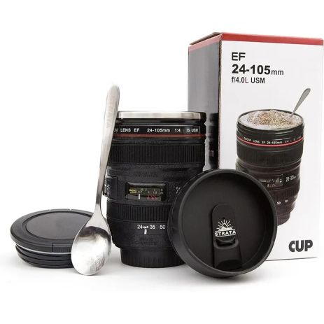 Термочашка об'єктив камери Canon EF 24-105 в стилі об'єктиву з кришкою термо-кухоль 300мл чорна