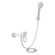 Белый душевой смеситель Lidz Latwa 010 со стойкой и лейкой LDLAT010WHI45426