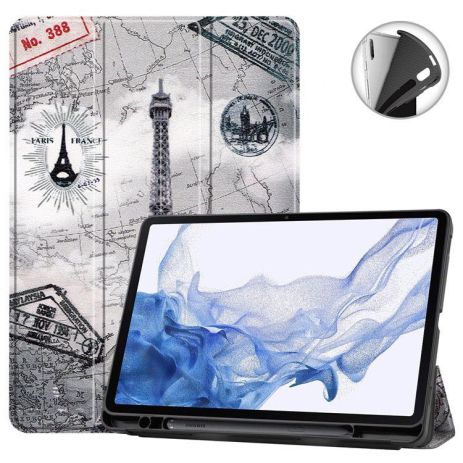 Чохол з ручкою для Samsung Galaxy Tab S10+ Plus / S9 Fe + / S9 Plus Ейфелева Вежа