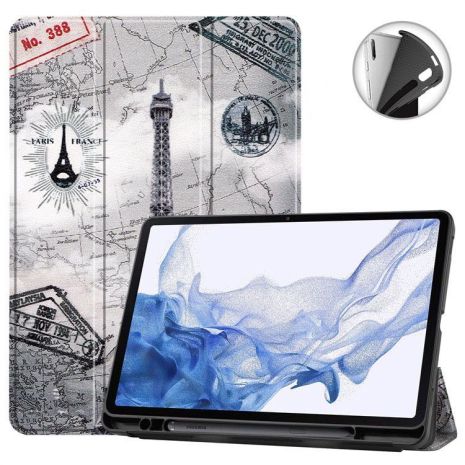 Чехол SlimTPU Spen holder для Samsung Galaxy Tab S10+ Plus/S9 Fe+/S9 Plus Ейфелева Вежа
