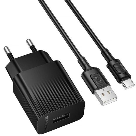 Сетевое Зарядное Устройство Borofone BAS71A 1USB 2.1A+USB to Type-C Черный