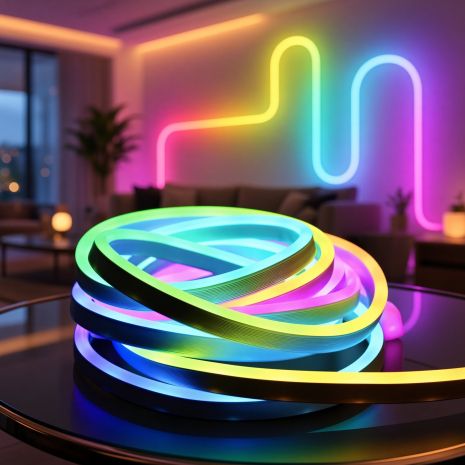 Смарт-неон стрічка VALESO RGB 5 м, гнучкий світлодіодний неон з додатком та ДУ-пультом