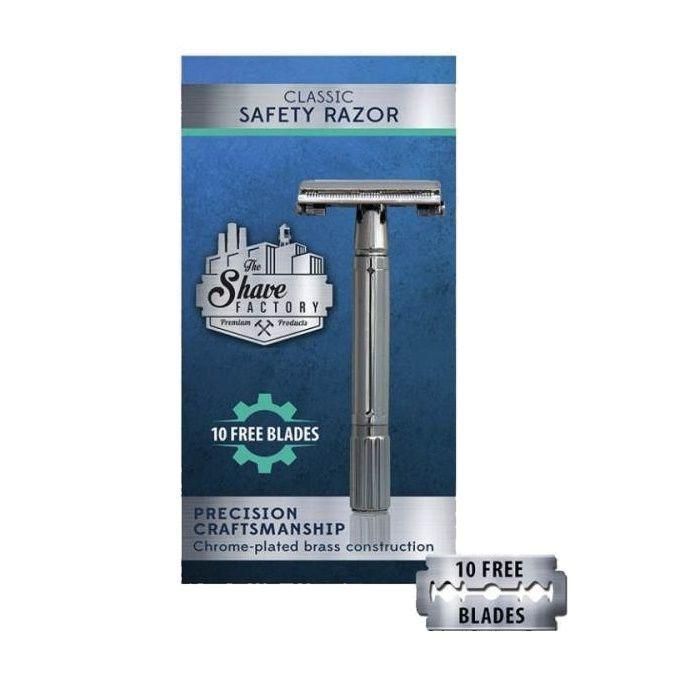Бритва для гоління Т-подібний The Shave Factory Shave Safety Razor з футляром та лезами Бритва для гоління Т-подібний The Shave Factory Shave Safety Razor з футляром та лезами