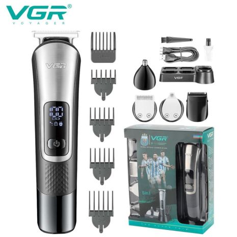 Набір для стрижки VGR 5 в 1 V-111, 9 насадок, LED display