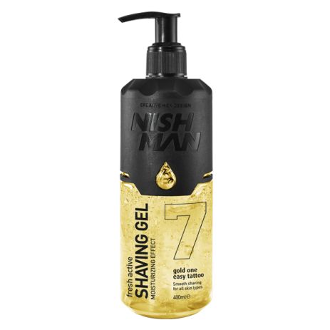 Гель для гоління Nishman No7 Easy Tattoo Gold One Shaving Gel (Золотий) з дозатором 400 мл