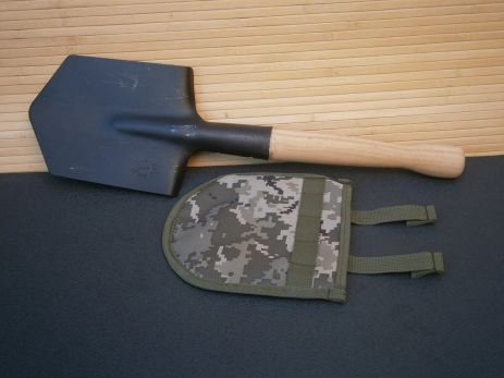 Лопата МПЛ - 50 с чехлом MOLLE / Оксфорд 800D Пиксель ММ14 сталь О8кп 2 мм