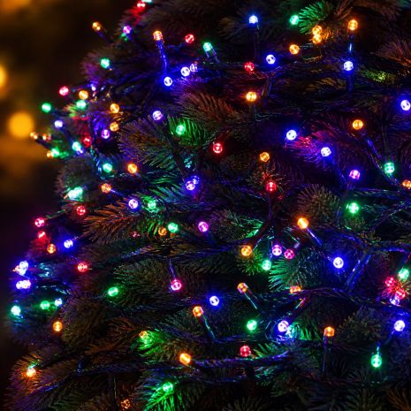 Новорічна гірлянда LED-лампа VALESO 100 шт RGB 8 режимів Зелений провід LKS5020