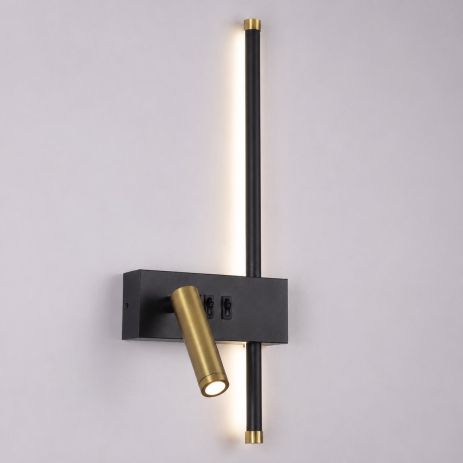 Світлодіодне настінне бра V K26015-500 BK+Brass, LED 14W+3W, чорно-бронзове