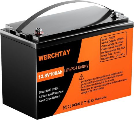 Аккумулятор LiFePO4 Werchtay 100Ah 12V BMS (литий-железо-фосфатный)