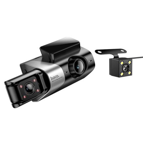 Відеореєстратор HOCO Triumph 3-screen simultaneous display driving recorder DI64 (wifi version) |720p/480p+480p rear, 3"|black