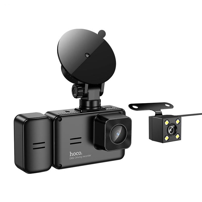 Видеорегистратор HOCO DI62 Warrior three-screen simultaneous display driving recorder(wifi version) |720p front/480p rear/480p inner| black Видеорегистратор HOCO DI62 Warrior three-screen simultaneous display driving recorder(wifi version) |720p front/480p rear/480p inner| black