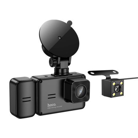 Відеореєстратор HOCO DI62 Warrior 3-screen simultaneous display driving recorder(wifi version) |720p front/480p rear/480p inner| black Відеореєстратор HOCO DI62 Warrior 3-screen simultaneous display driving recorder(wifi version) |720p front/480p rear/480p inner| black