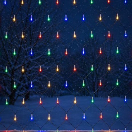 Новогодняя гирлянда-сетка LED VALESO 160 RGB 1.2x1.5 м 8 режимов Зеленый провод LKS5048
