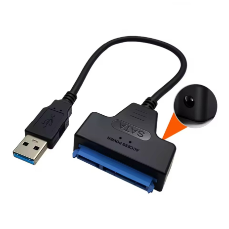 Кабель адаптер SATA III 22pin to (USB 2.0 + Роз'єм DC) 480Mbps Black | Для HDD та SSD