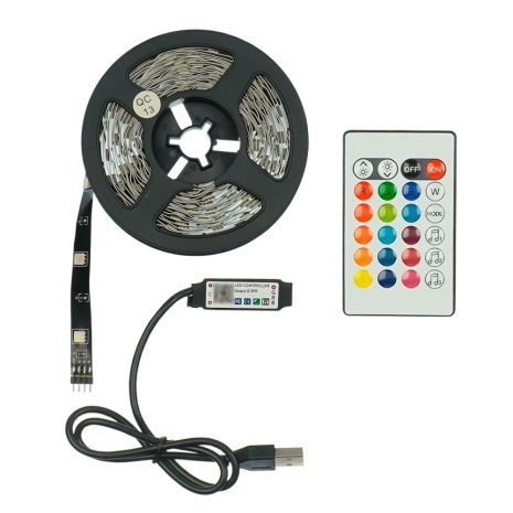 LED стрічка USB RGB 5V, IP 20, 5м, з Bluetooth та пультом, на самоклейці LED стрічка USB RGB 5V, IP 20, 5м, з Bluetooth та пультом, на самоклейці