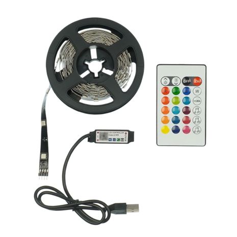 LED стрічка USB RGB 5V, IP 20, 2м, з Bluetooth та пультом, на самоклейці LED стрічка USB RGB 5V, IP 20, 2м, з Bluetooth та пультом, на самоклейці