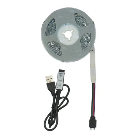 LED стрічка USB RGB 5V, IP20, 10м, з кнопками керування, на самоклейці LED стрічка USB RGB 5V, IP20, 10м, з кнопками керування, на самоклейці