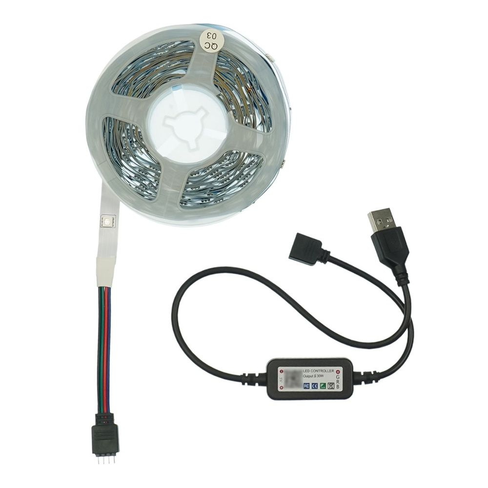 LED стрічка USB RGB 5V, IP 20, 10м, з Bluetooth, на самоклейці LED стрічка USB RGB 5V, IP 20, 10м, з Bluetooth, на самоклейці