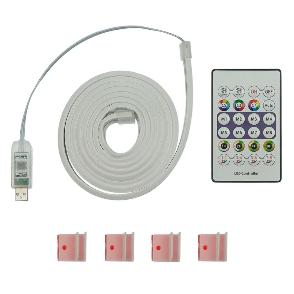 LED лента неоновая USB RGB 5V, IP 65, 2м, с Bluetooth и пультом, датчиком звука LED лента неоновая USB RGB 5V, IP 65, 2м, с Bluetooth и пультом, датчиком звука