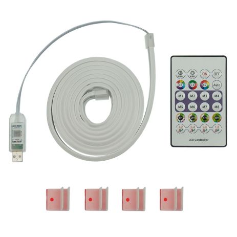 LED лента неоновая USB RGB 5V, IP 65, 2м, с Bluetooth и пультом, датчиком звука