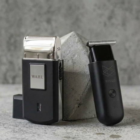 Набір для догляду за бородою в домашніх умовах: тример STEQO Mobile Trimmer + електробритва Wahl Mobile Shaver