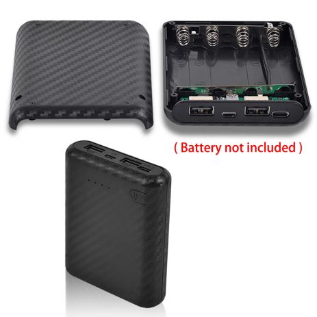Корпус повербанка X4 под АКБ 4x18650 до 12000mAh (44.4Wh); PD 20W, QC 18W; In: Type-C, Micro, Out: 2xUSB-A, 1xUSB-C (12V/3A Max), Black
