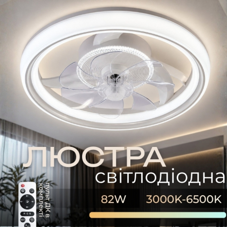 Люстра стельова з вентилятором VALESO B XI3803-480 WH (білий)