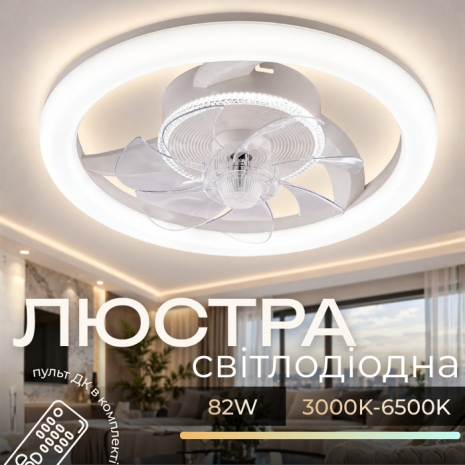 Люстра стельова з вентилятором VALESO B XI3804-480B WH (білий)