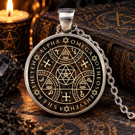 Кулон пентакль большой ключ Соломона Sigil Сигил Магия Альфа омега амулет оберег талисман подвеска