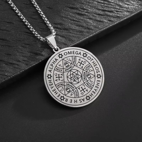 Кулон пентакль великий ключ Соломона підвіска Dawapara Enochian Ангел Sigil Альфа омега амулет оберіг