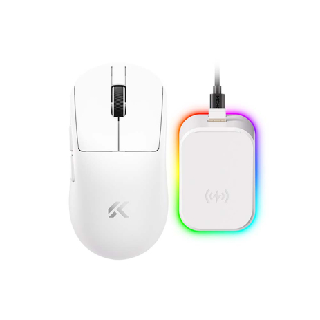 Мышь игровая беспроводная MCHOSE A7 V3 Pro+ 8K с магнитной зарядной станцией, Bluetooth/2.4G/USB, White