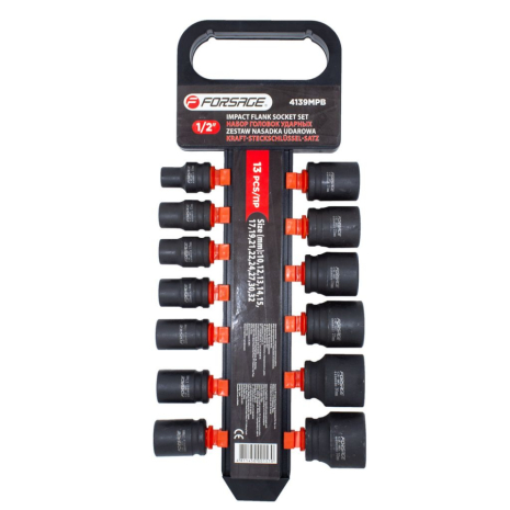 Набір ударних головок 13пр.,1/2"(10, 12-15, 17, 19, 21, 22, 24, 27, 30, 32мм), на пластиковому тримачі FORSAGE ROCKFORCE F-4139MPB Набір ударних головок 13пр.,1/2"(10, 12-15, 17, 19, 21, 22, 24, 27, 30, 32мм), на пластиковому тримачі FORSAGE ROCKFORCE F-4139MPB