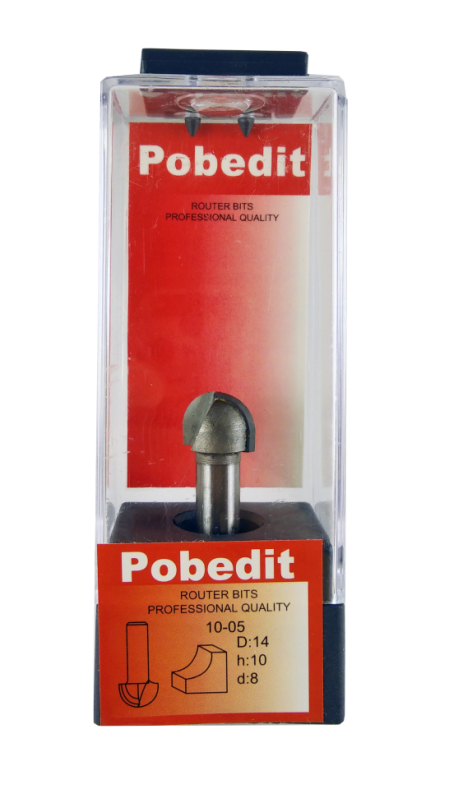 Фреза по дереву жолобна напівкругла D-14 мм, d-8 мм Pobedit P-1005-08-14 Фреза по дереву жолобна напівкругла D-14 мм, d-8 мм Pobedit P-1005-08-14