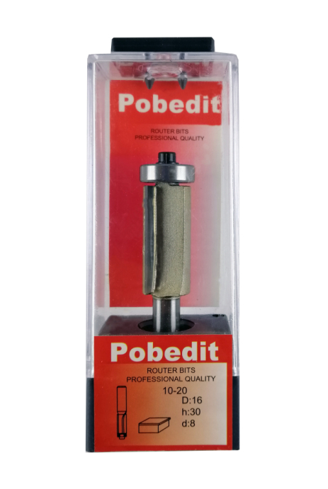 Фреза обкаточная прямая двухножевая с нижним подшипником D-16 мм, d-8 мм Pobedit P-1020-08-1630 Фреза обкаточная прямая двухножевая с нижним подшипником D-16 мм, d-8 мм Pobedit P-1020-08-1630