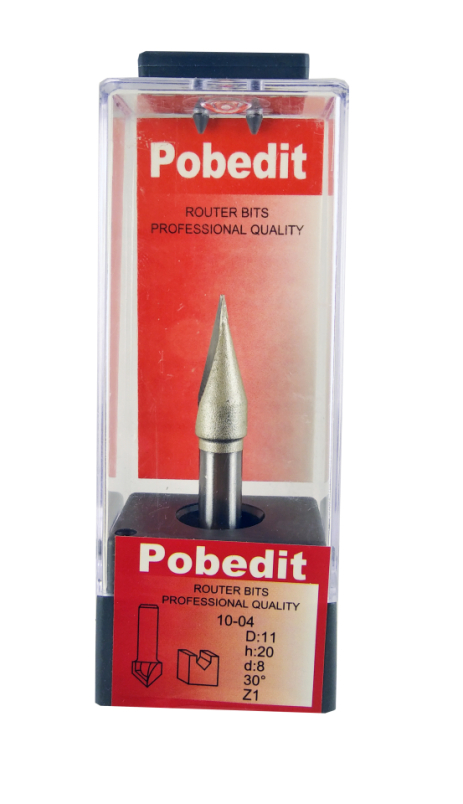 Фреза пазова галтельна V-подібна D-11 мм, d-8 мм, 30° одноножова Pobedit P-1004-08-30-11z1 Фреза пазова галтельна V-подібна D-11 мм, d-8 мм, 30° одноножова Pobedit P-1004-08-30-11z1