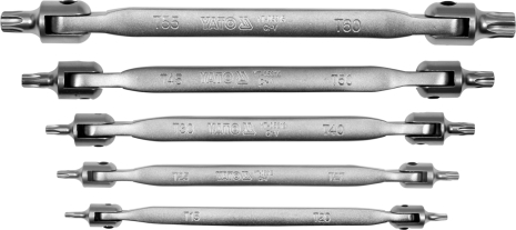 Набір ключів TORX двосторонніх на шарнірах Т15-Т60 Cr-V 5 шт Yato YT-05320 Набір ключів TORX двосторонніх на шарнірах Т15-Т60 Cr-V 5 шт Yato YT-05320