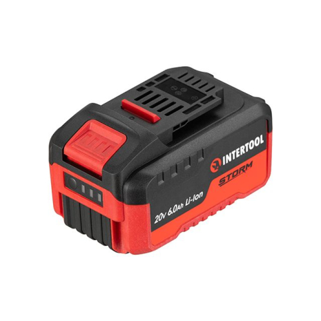 Акумулятор, 20 В, Li-Ion, 6,0 Аг, індикатор рівня заряду INTERTOOL WT-0342