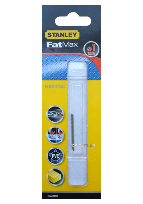 Свердло швидкісне по металу, дереву, пластику 1 мм. Stanley STA51003-QZ Свердло швидкісне по металу, дереву, пластику 1 мм. Stanley STA51003-QZ