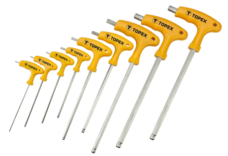 Ключі Torx Т-подібні T10-T50 мм, 9 шт. сталь CrV Topex 35D968 Ключі Torx Т-подібні T10-T50 мм, 9 шт. сталь CrV Topex 35D968