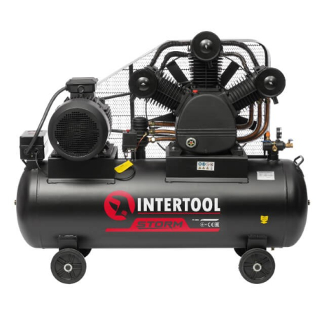 Компрессор, 300 л, 15,0 кВт, 380 В, 10 атм, 2000 л/мин, 3 цилиндра, 80 дБ INTERTOOL PT-0052