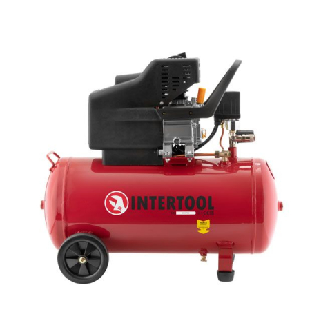 Компресор, 50 л, 1,2 кВт, 220 В, 8 атм, 205 л/хв, 80 дБ INTERTOOL PT-0021