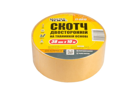 Стрічка двостороння на тканинній основі 38 мм×10 м MASTERTOOL 77-6810