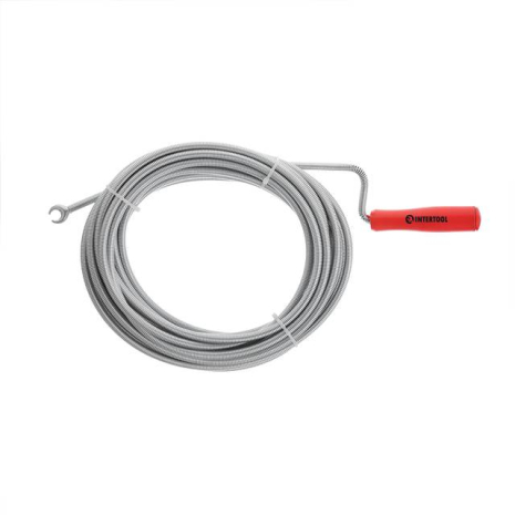 Трос для прочистки труб, 9 мм × 10 м, пробивной наконечник INTERTOOL HP-1007 Трос для прочистки труб, 9 мм × 10 м, пробивной наконечник INTERTOOL HP-1007